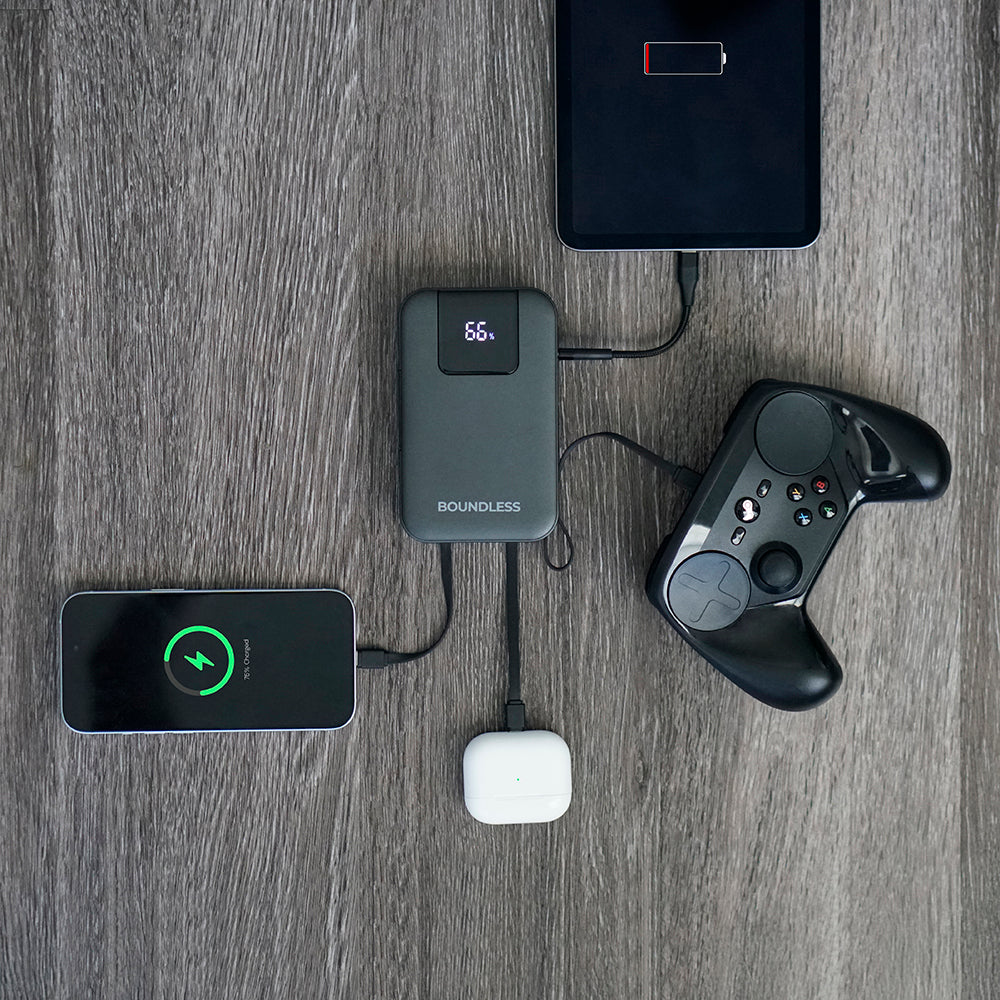 14,000mAh All-In-One Pro Power Bank w/AC Plug, Built-In Cables, Type-C and USB Ports