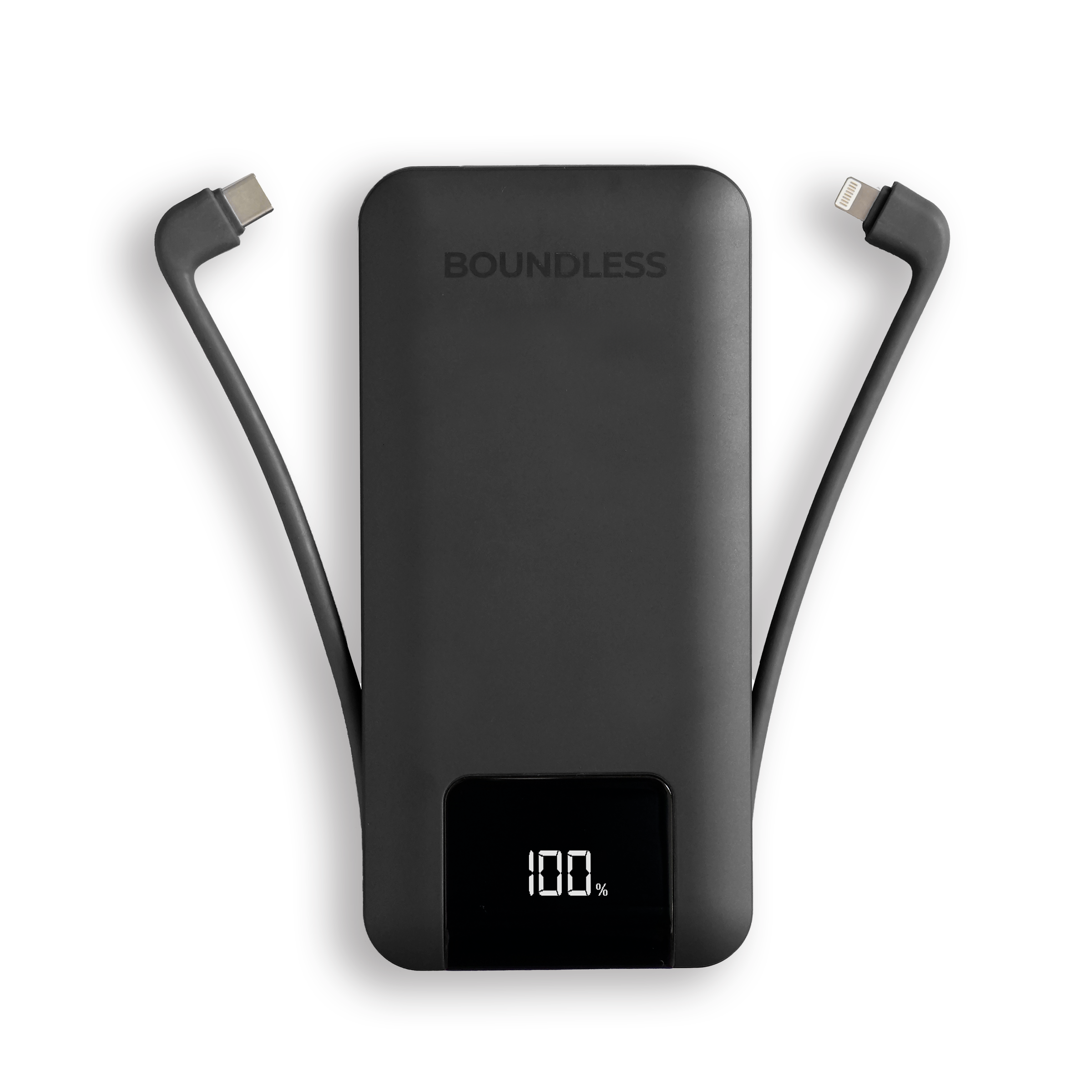 10,000mAh Slim Power Bank with Built-In Cables & AC Plug