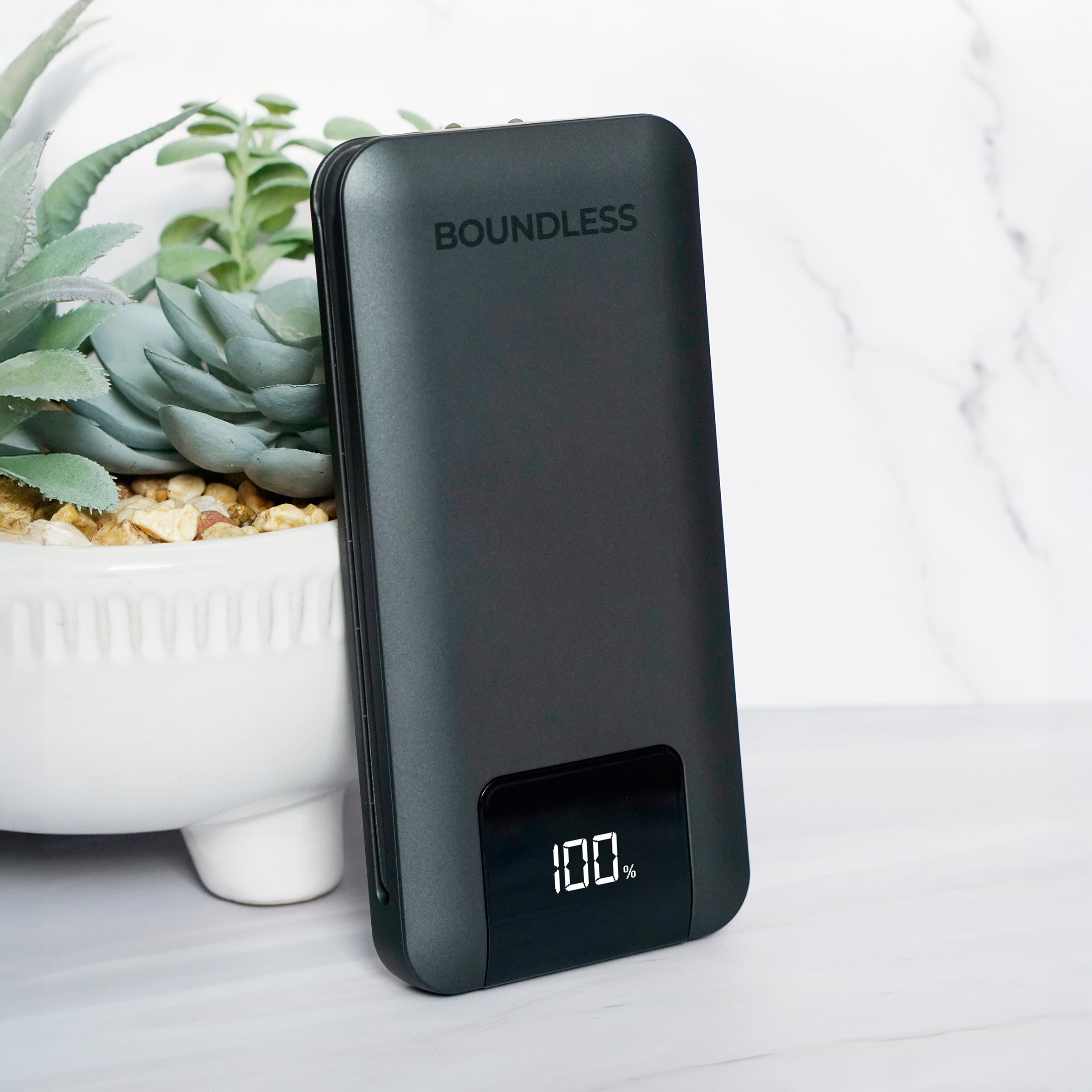 10,000mAh Slim Power Bank with Built-In Cables & AC Plug