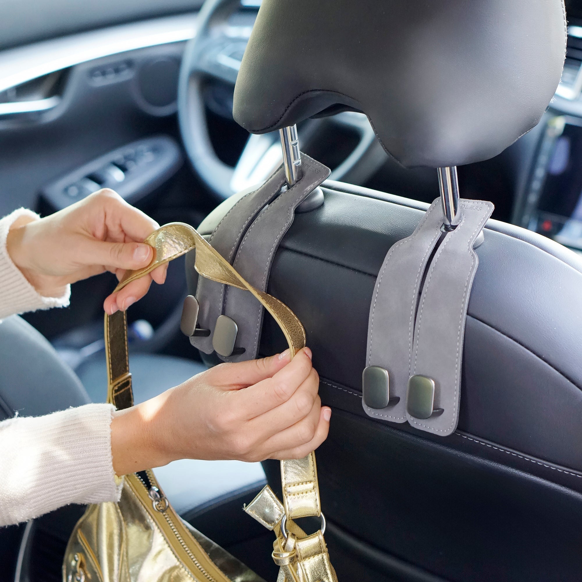 Double Suede Headrest Hooks