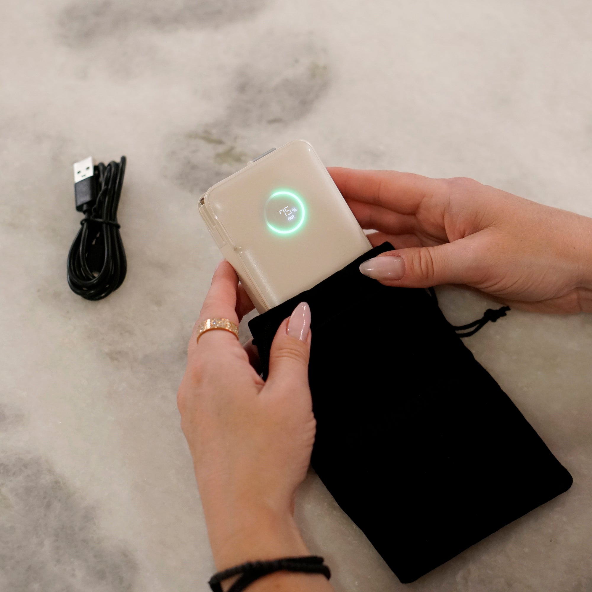 10,000mAh Power Bank with Retractable Type-C Cable & AC Plug
