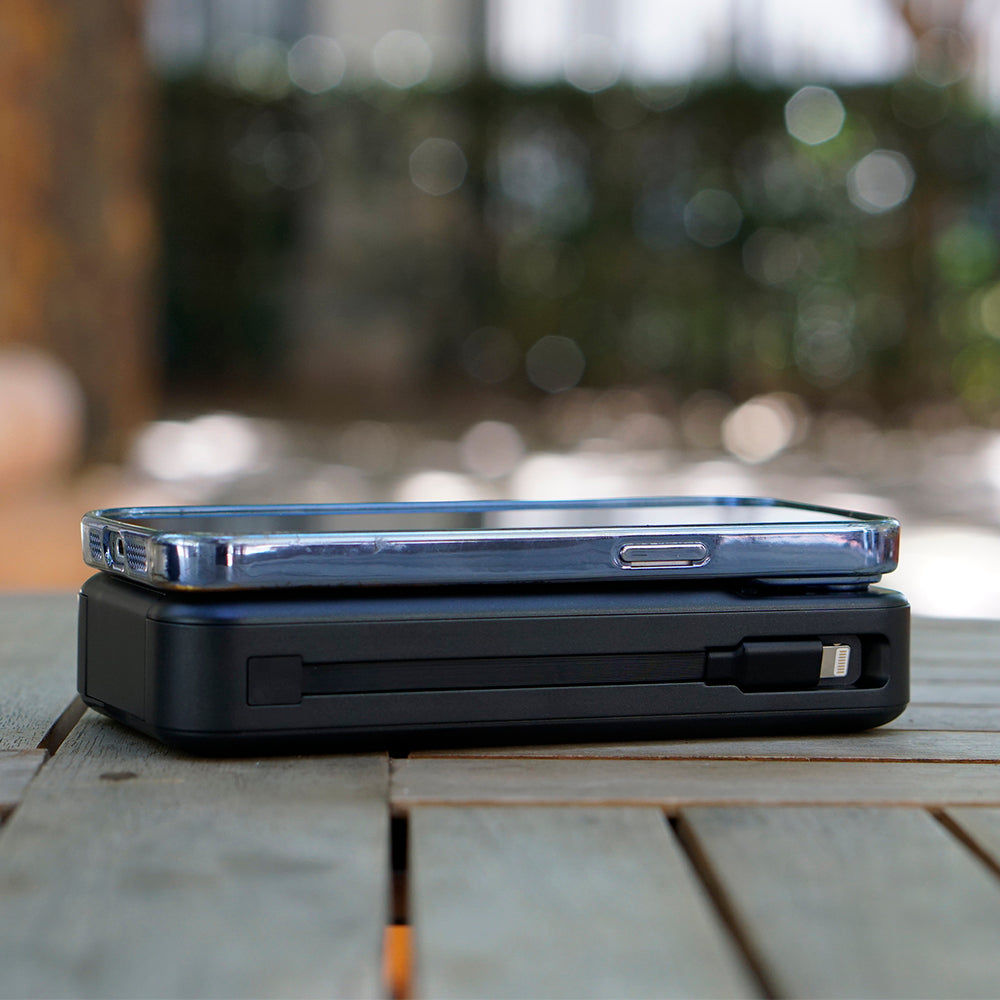 Signature 15,000mAh Power Bank with Built-In Cables, Wireless Charging, & AC Plug