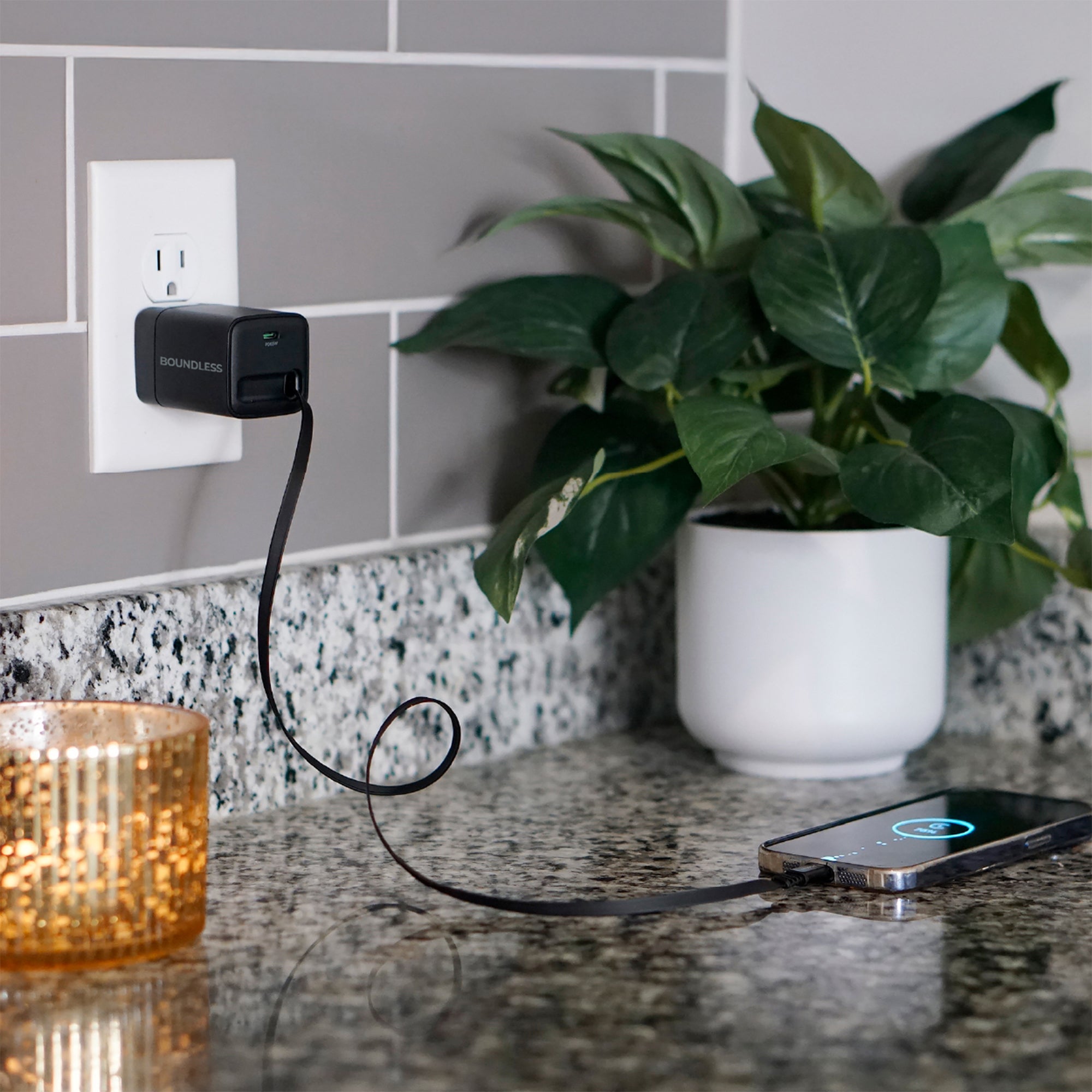 65W GaN Wall Charger with 32" Retractable Type-C Cable