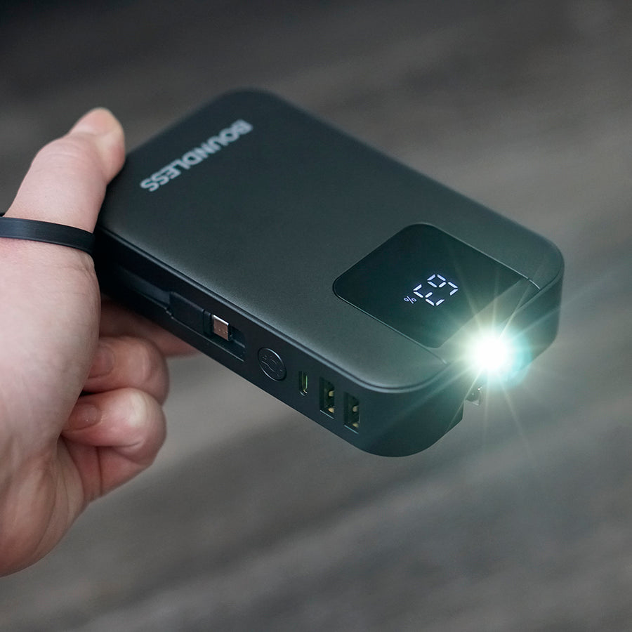 Boundless 14,000mAh All-In-One Pro Power Bank w/AC Plug, Built-In Cabl ...