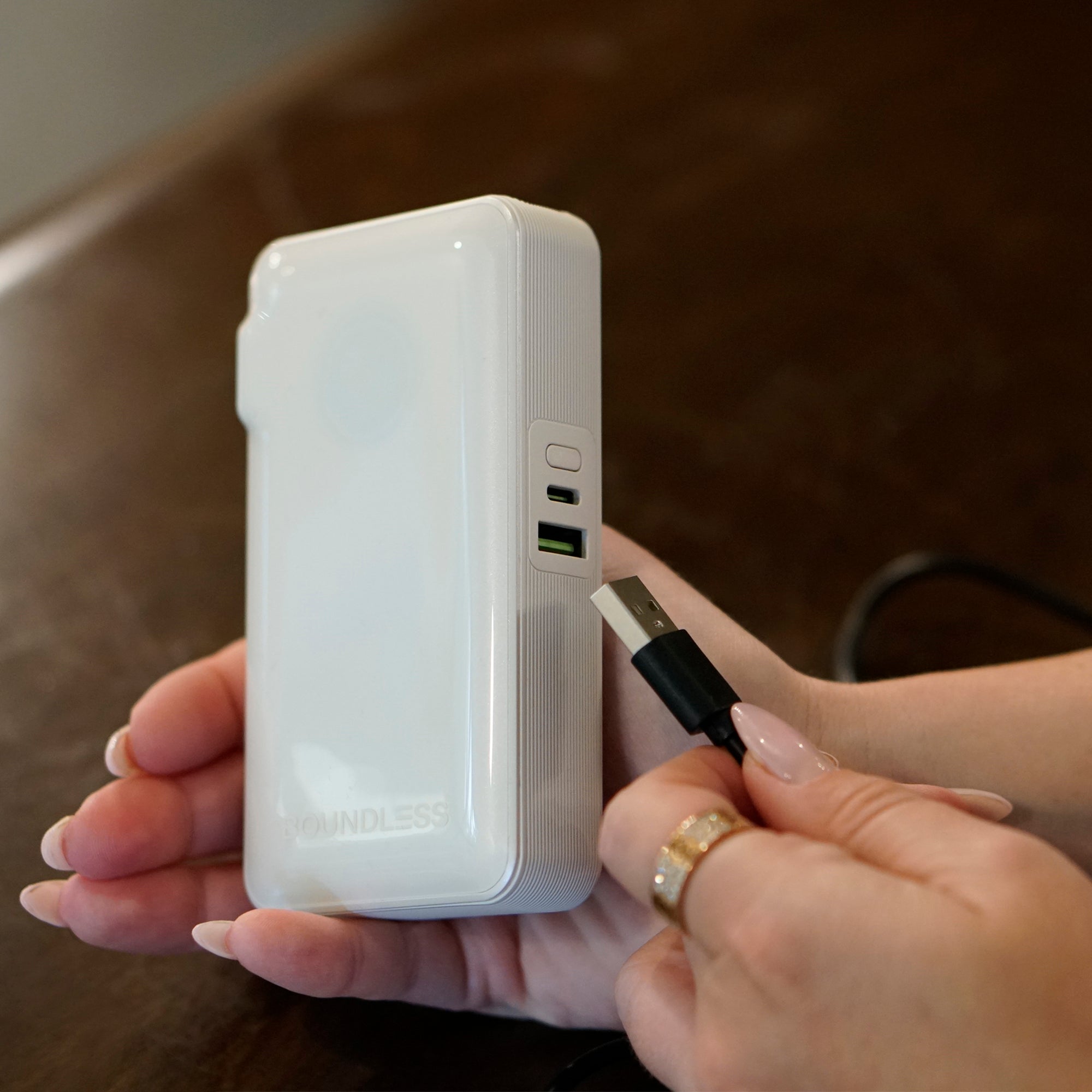 10,000mAh Power Bank with Retractable Type-C Cable & AC Plug