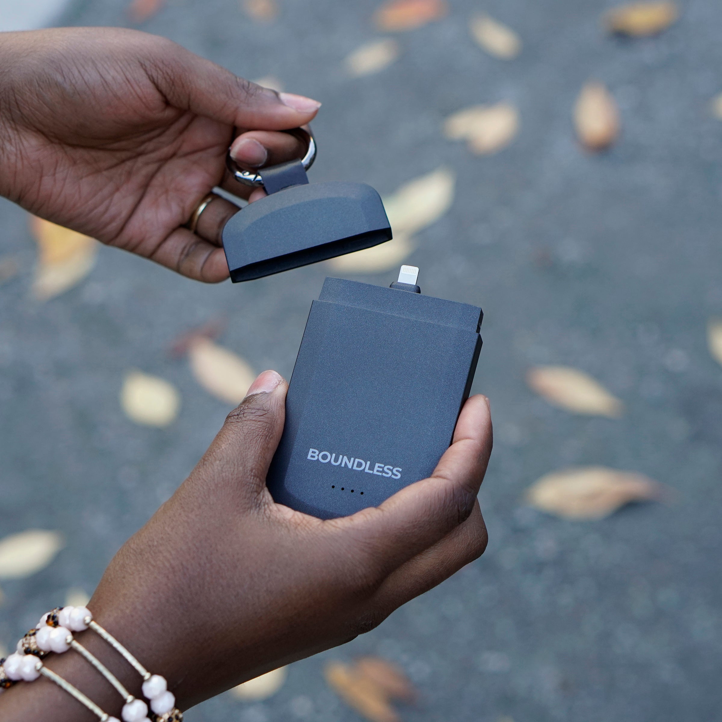 ChargeFob 3,000mAh Keychain Power Bank with Carabiner Ring and Charging Cable