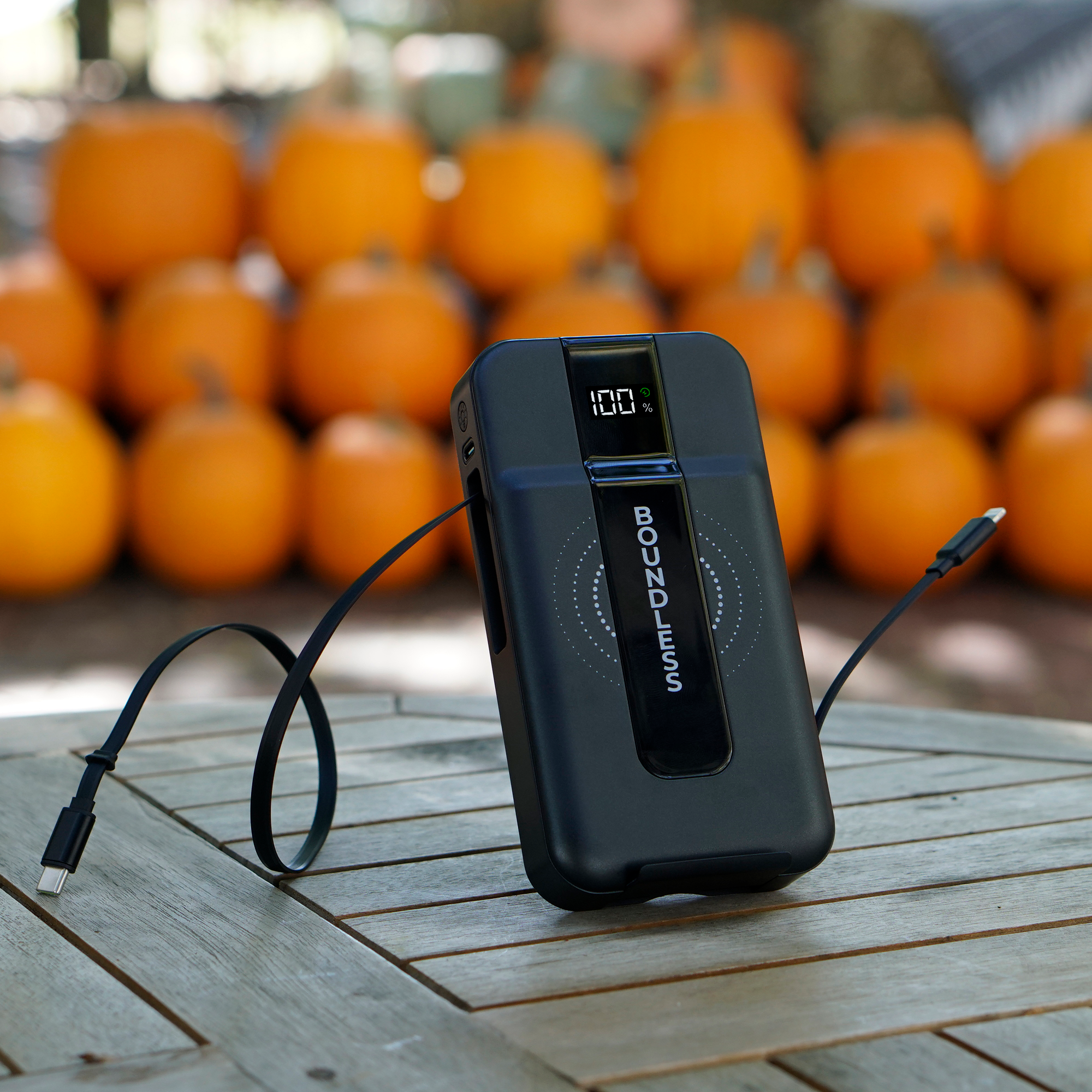 Signature 15,000mAh Power Bank with Built-In Cables, Wireless Charging, & AC Plug